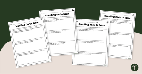 Go to Counting On and Counting Back Worksheets teaching resource