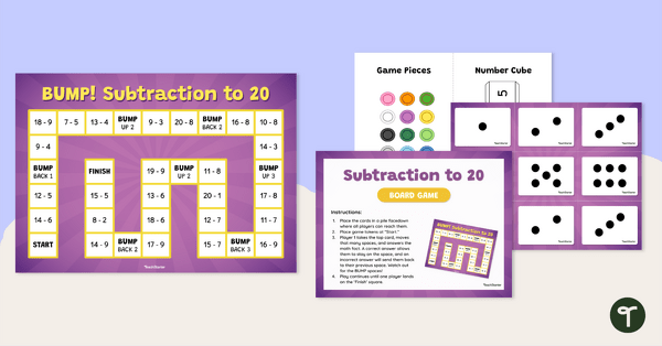 Go to Bump! Subtraction to 20 Board Game teaching resource
