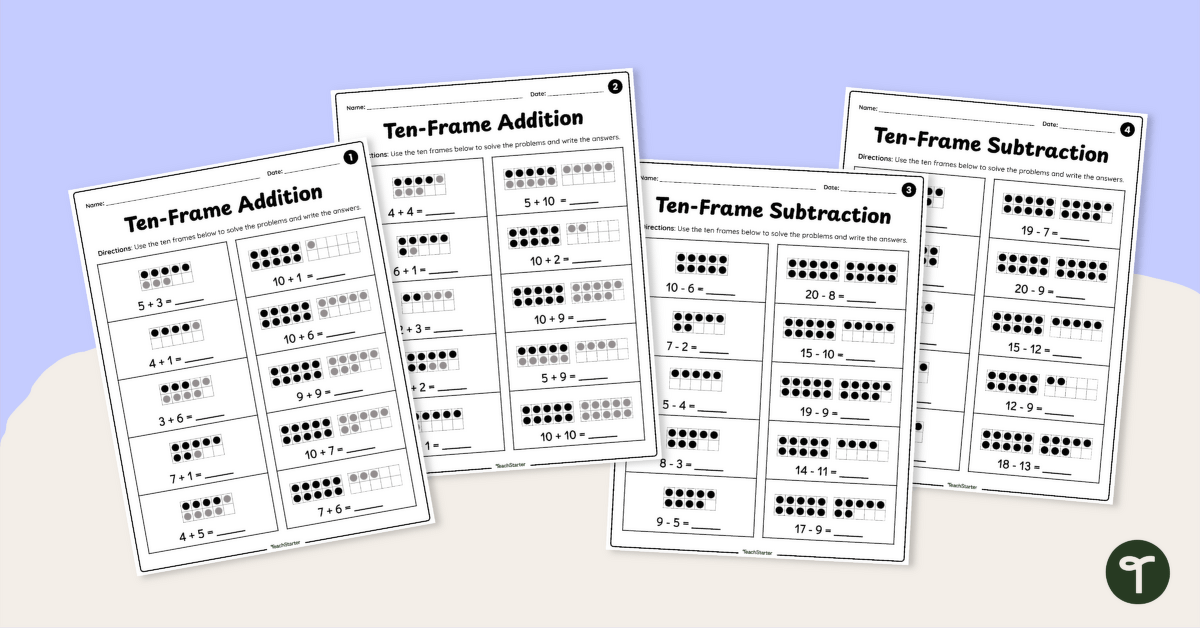 Addition and Subtraction - Ten and Twenty Frame teaching resource
