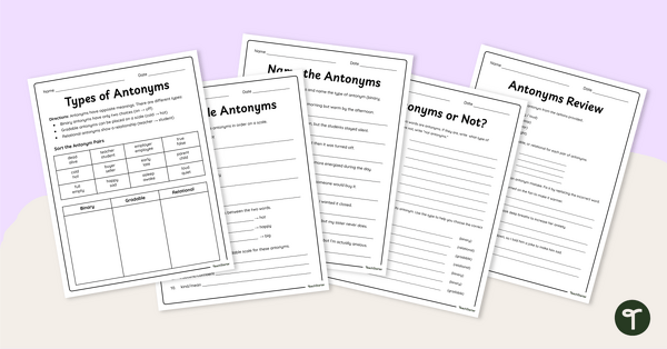 Go to Shades of Meaning in Antonyms Worksheet Pack teaching resource
