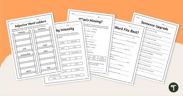 Go to Shades of Meaning in Adjectives Worksheet Pack teaching resource