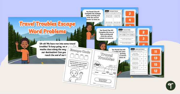 Go to Year 1 Addition and Subtraction Word Problems Escape Room teaching resource