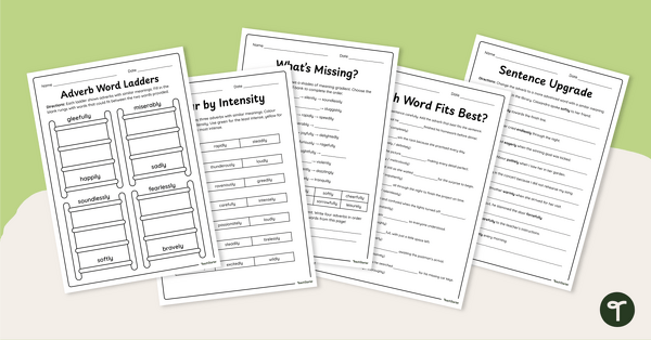 Go to Shades of Meaning in Adverbs Worksheet Pack teaching resource