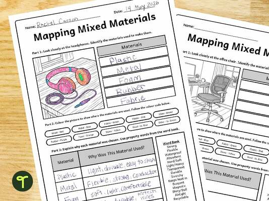 Mapping Mixed Materials Worksheets teaching resource
