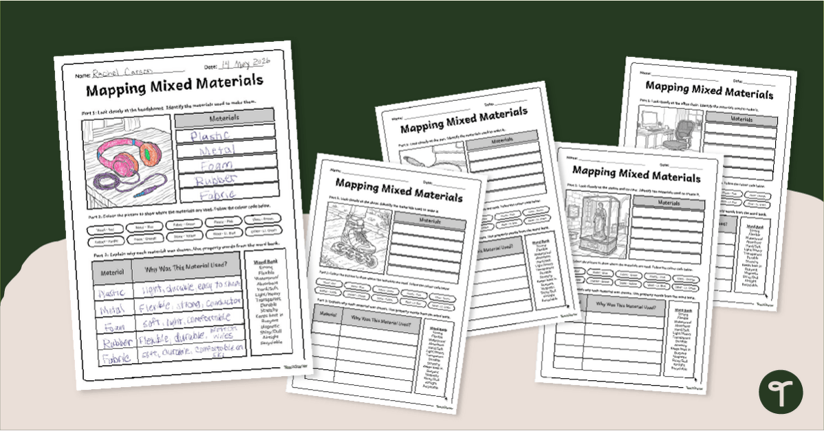 Mapping Mixed Materials Worksheets teaching resource