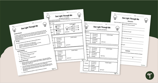 Go to Seeing Light - Transparent, Translucent, Opaque Materials Experiment teaching resource