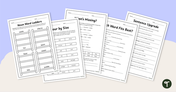 Go to Shades of Meaning in Nouns Worksheet Pack teaching resource
