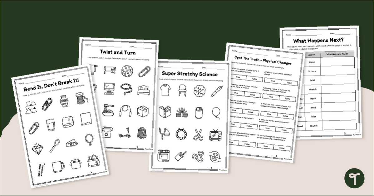 Bend, Twist, or Stretch Worksheet Pack teaching resource