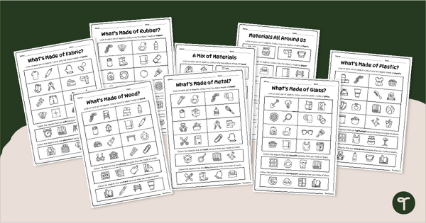 Go to Material Properties Worksheet Pack (F-2) teaching resource