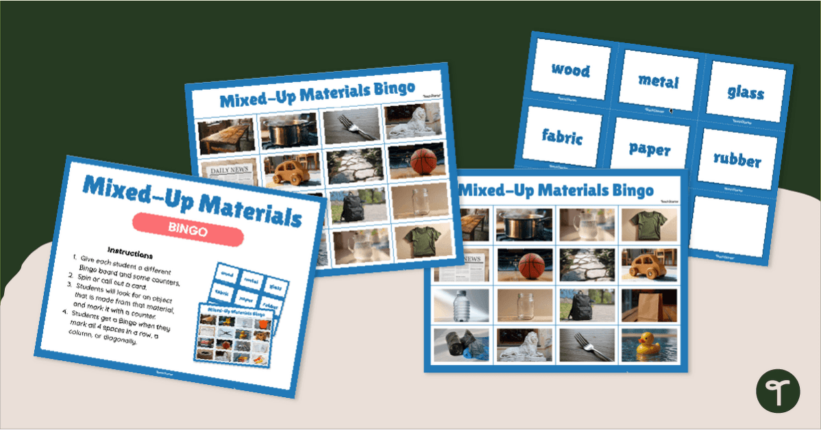 Mixed-Up Materials Bingo Game teaching resource