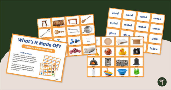 Go to What's It Made Of? Matching Materials Game (F-1) teaching resource