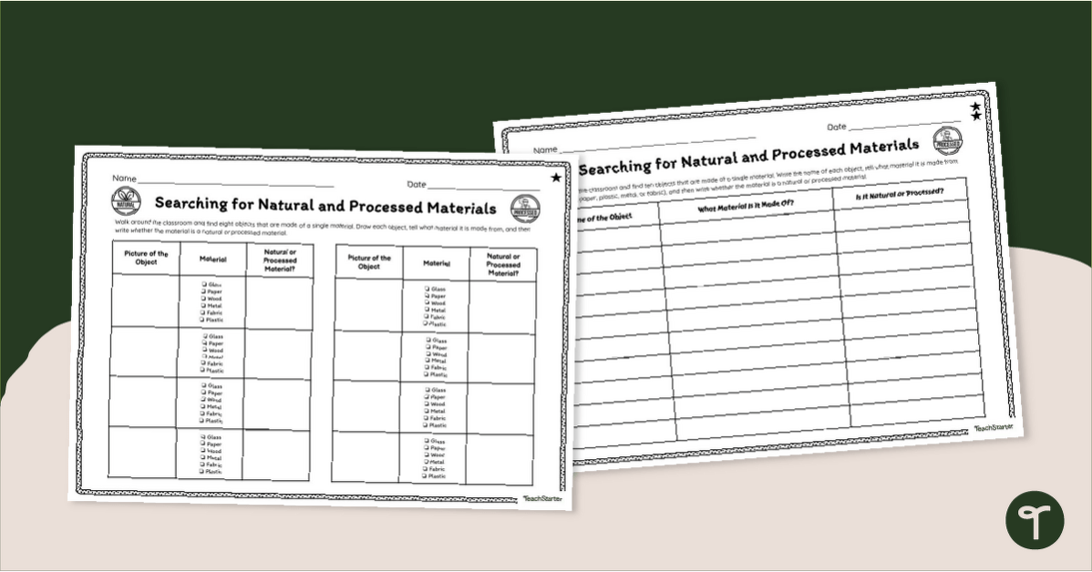 Searching For Natural and Processed Materials Activity teaching resource