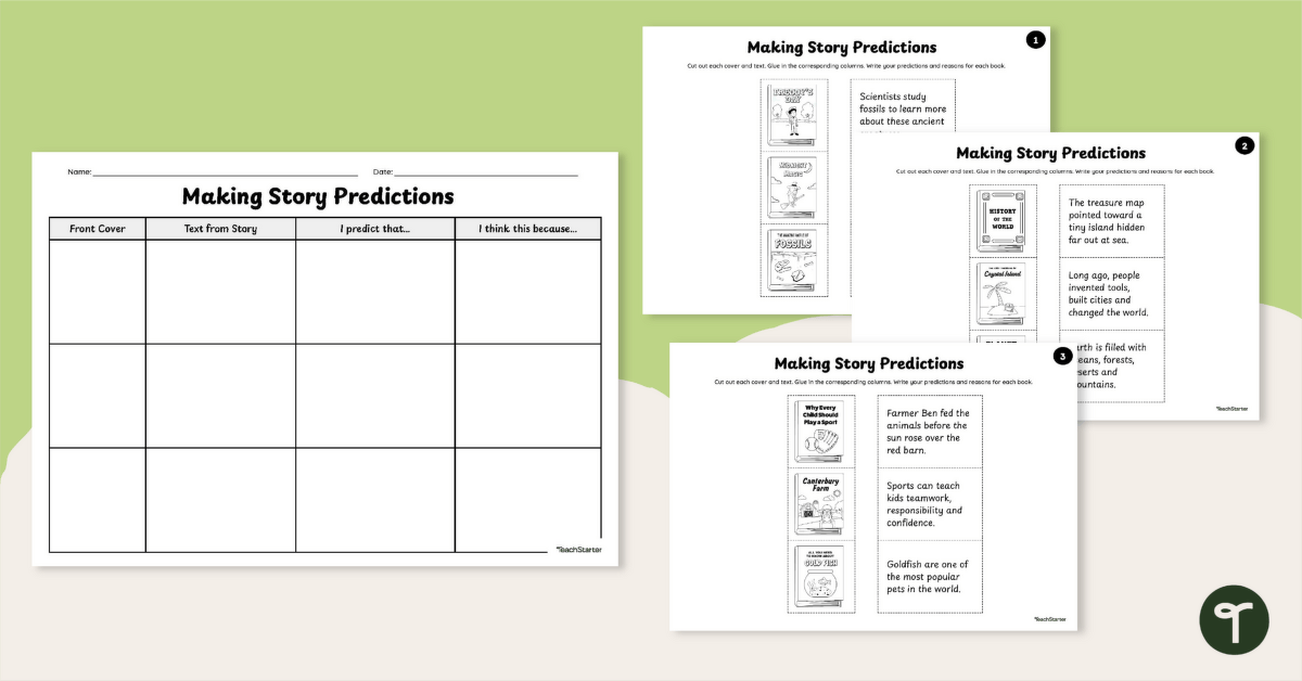Free Story Prediction Worksheet teaching resource