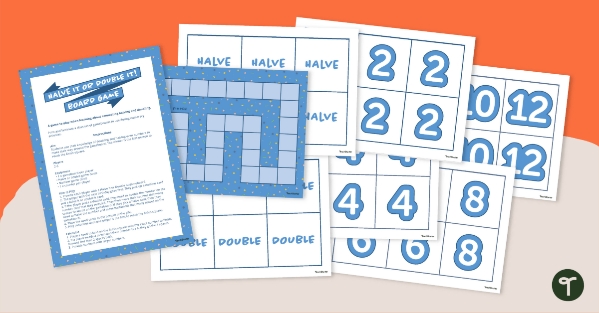 Halve it or Double it! - Maths Game teaching resource