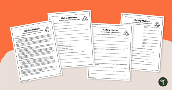 Go to Recycling Plastic and Glass Worksheet Pack teaching resource