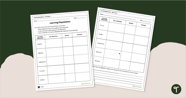 Go to Learning Dispositions Worksheet – Upper Grades teaching resource