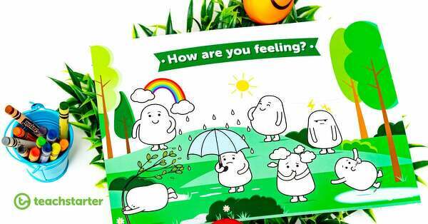 Weather-Themed How Are You Feeling? Poster and Flashcards teaching resource