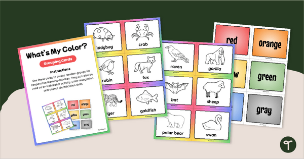 Go to What's My Color? - Grouping Cards and Matchup Activity teaching resource