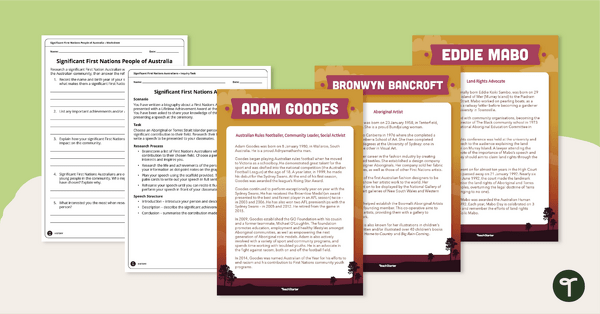 Go to Significant First Nations Australians Inquiry Task teaching resource