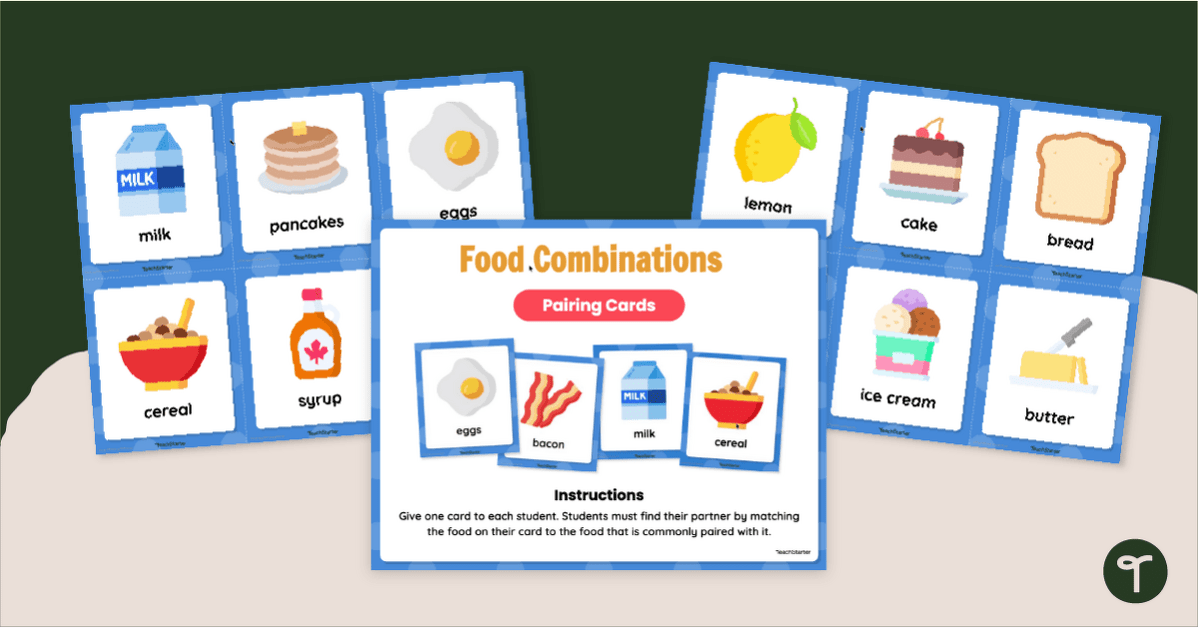 Food-Themed Random Student Pairing Cards teaching resource