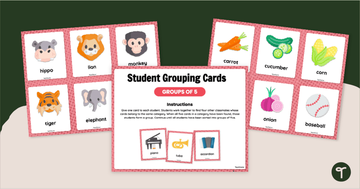 Random Grouping Cards (Groups of 5) teaching resource