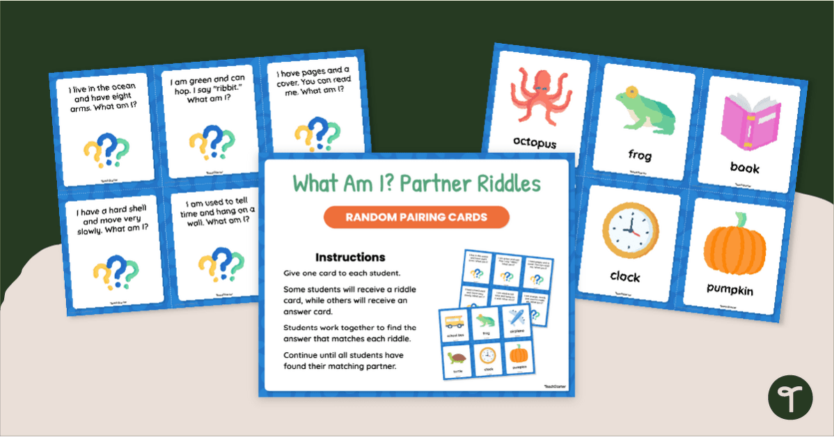 Solve the Riddle! Partner Pairing Cards teaching resource