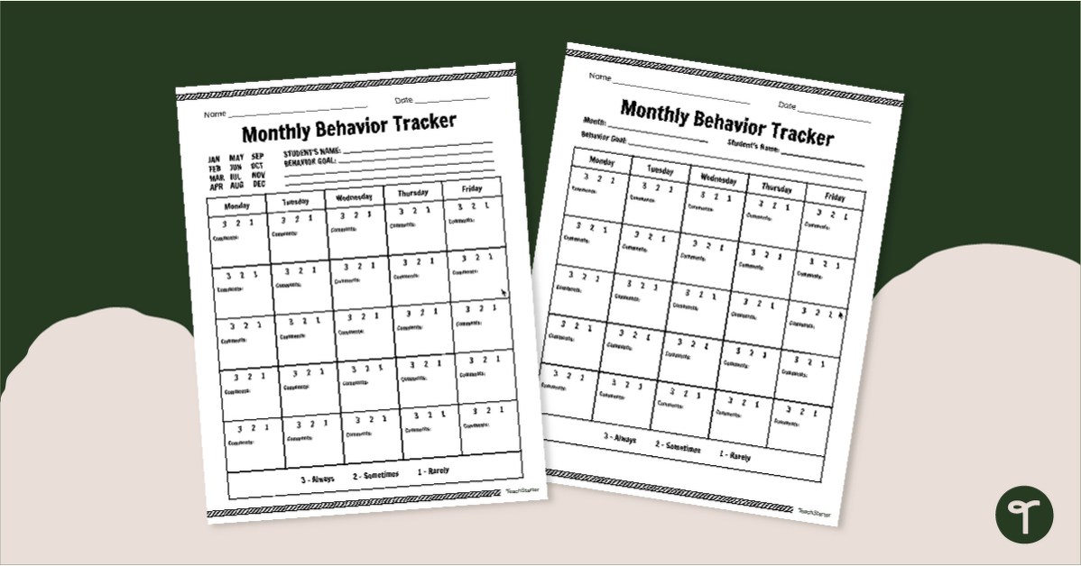Monthly Behavior Tracker teaching resource