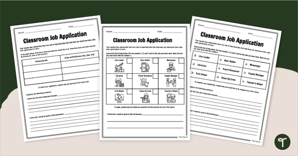 Go to Classroom Job Application Template teaching resource