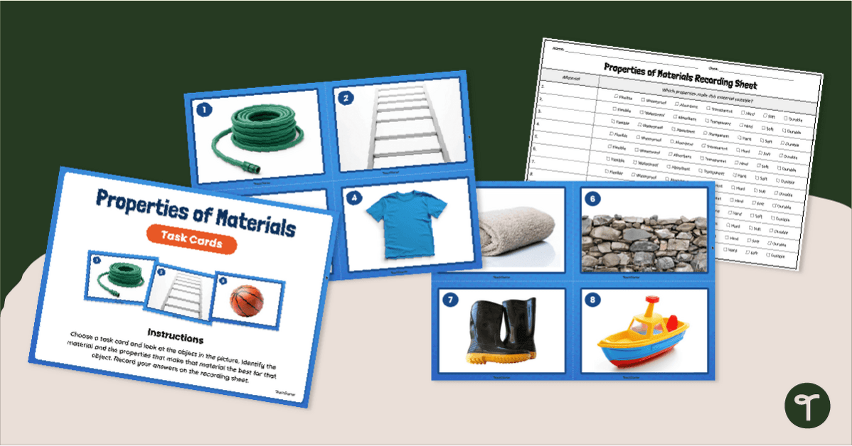 Properties of Materials Task Cards teaching resource