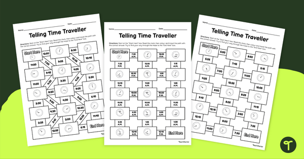 Go to Telling Time Maths Mazes - 5 Minutes teaching resource