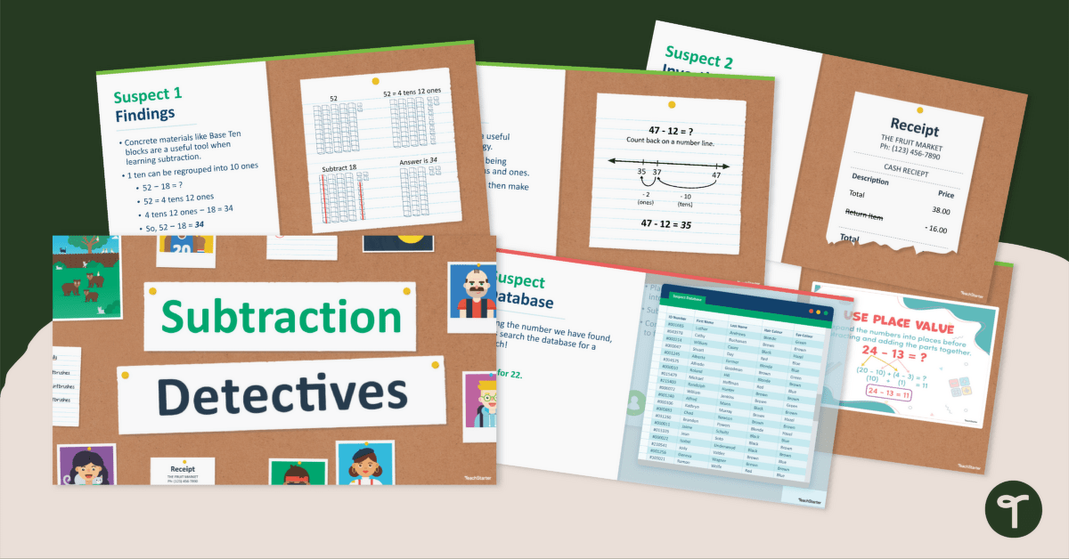 Subtraction Detectives – Subtraction Strategies Activity teaching resource