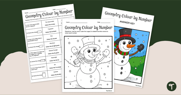 Go to Christmas Colouring By Number - 2D and 3D Shapes Worksheet teaching resource