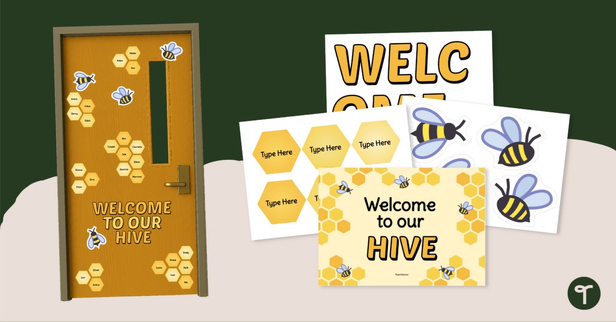 Welcome to Our Hive! Bee Classroom Door Decorations teaching resource