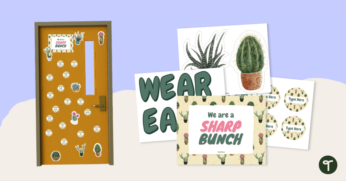 We Are a Sharp Bunch! Cactus Classroom Door Decorations teaching resource