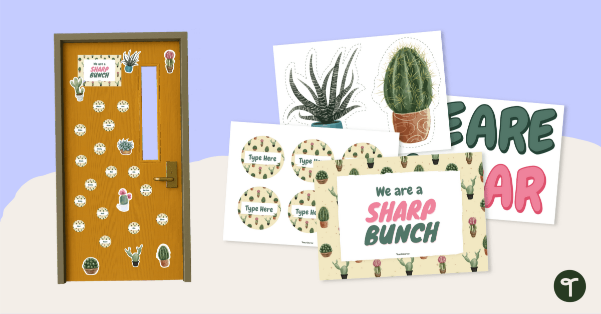 We Are a Sharp Bunch! Cactus Classroom Door Decorations teaching resource