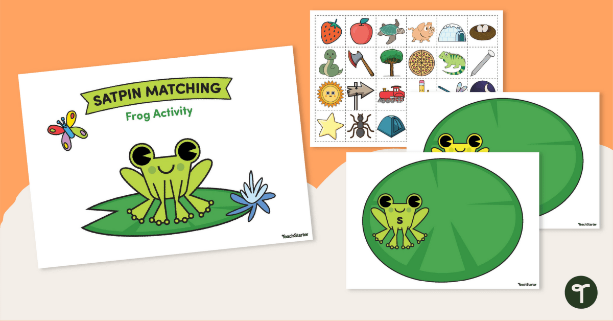 SATPIN Matching Activity - Frog and Lily Pads teaching resource