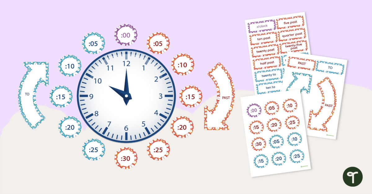 Clock Labels – 'Past' and 'To' teaching resource