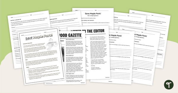 Go to Critical Literacy Reading Task – Save Maple Park! teaching resource