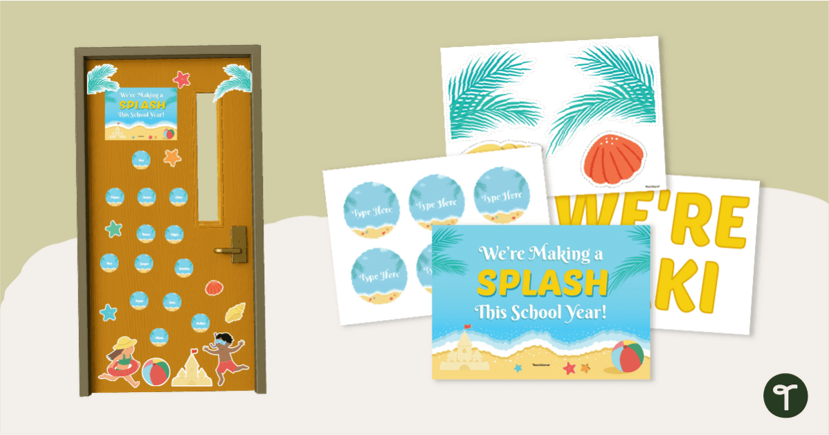 Beach-Themed Classroom Door Decorations teaching resource
