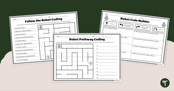 Go to Location and Direction — Robot Coding Worksheet Pack teaching resource