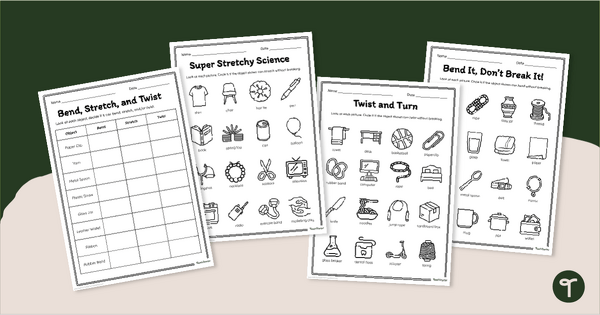 Go to Bend, Twist, or Stretch Worksheet Pack teaching resource
