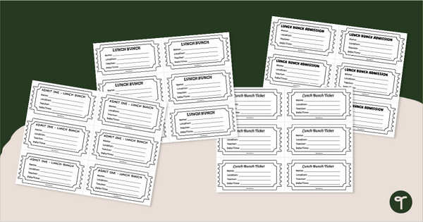 Go to Editable Lunch Bunch Tickets teaching resource