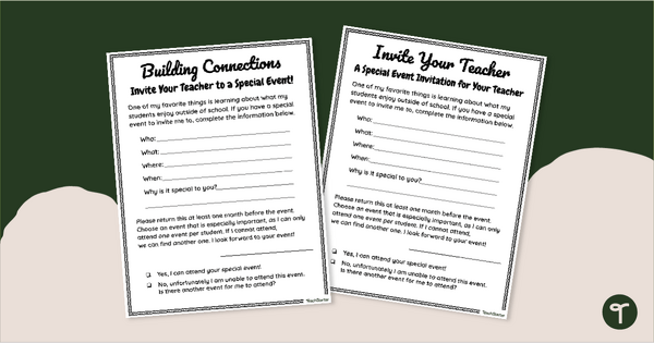 Go to “Invite the Teacher” Student Letter Template teaching resource