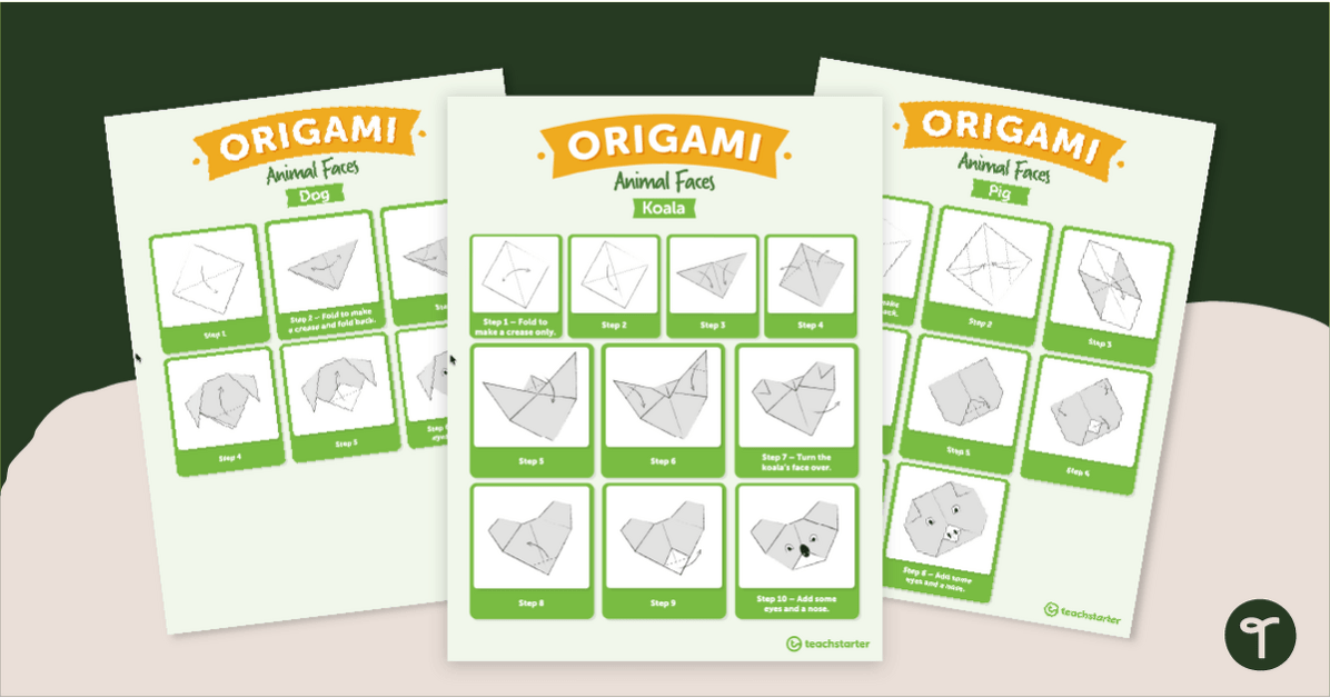 Easy Origami Animals Worksheet and Step-By-Step Instructions for Kids teaching resource