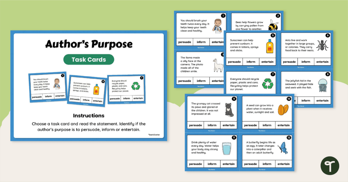 Author's Purpose Task Cards teaching resource