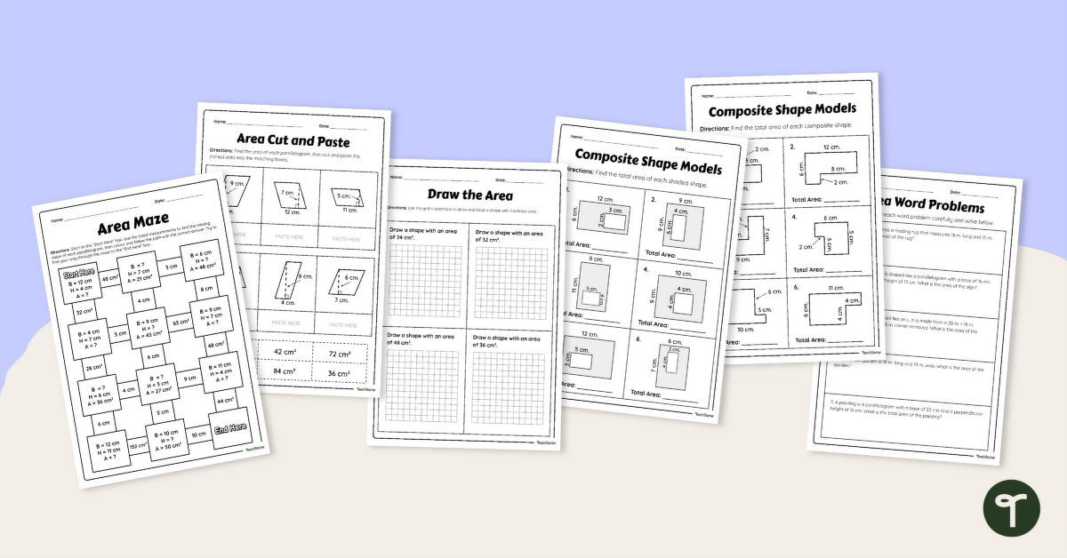 Year 6 Area Worksheets teaching resource