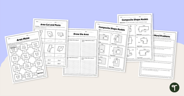 Area Worksheet Pack — 4th Grade teaching resource
