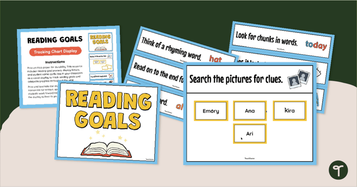 Reading Goals Tracking Display teaching resource