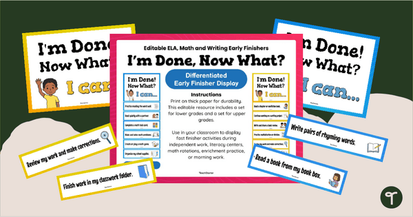 Go to Differentiated Early Finishers Bulletin Board Pack teaching resource