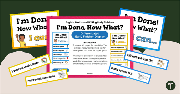 Go to Differentiated Early Finishers Bulletin Board Pack teaching resource